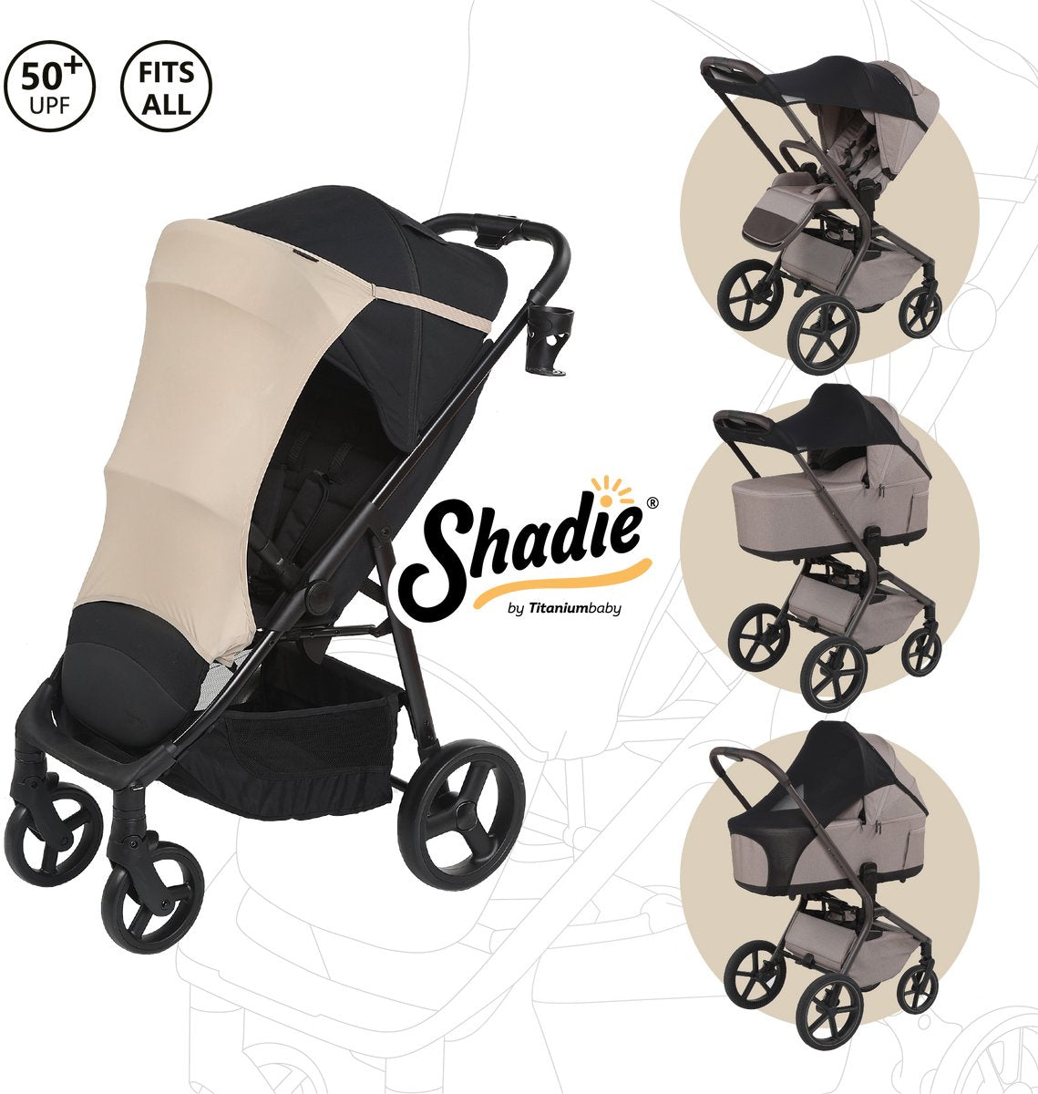 Titanium baby parasol élastique baby shadie en titane beige amande