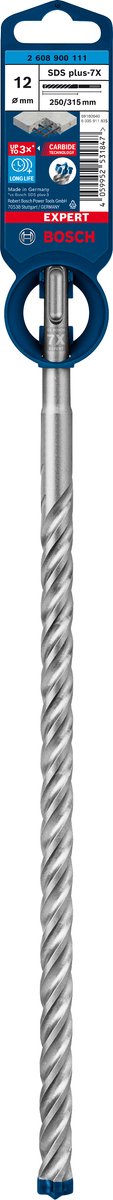 Bosch accessoires expert sds plus-7x marteau perforateur 12 x 250 x 315 mm - 1 pièce(s) - 2608900111