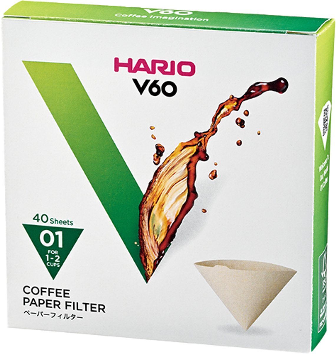 Papier filtre Hario v60 - taille 01 - 40 pièces - marron