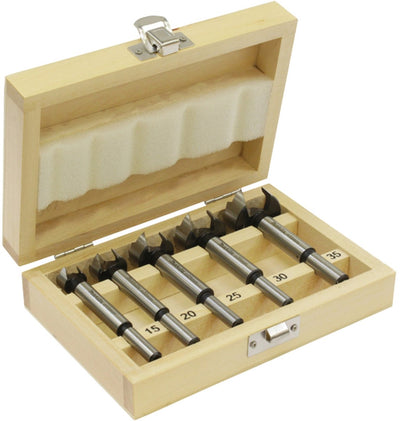 Makita accessoires d-47363 jeu de forets de charnière 5 pièces dans une cassette en bois - 15-35mm - d-47363