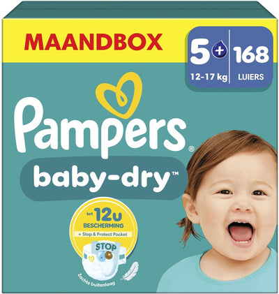 Pampers baby-dry taille 5+ - 168 couches - 12kg-17kg