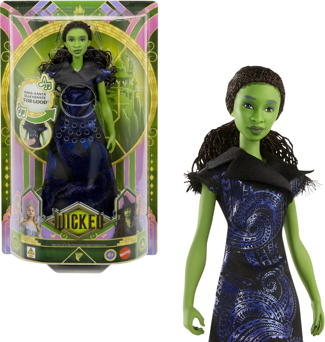 Wicked for good poupée elphaba chantante - chante « pour de bon » - poupée de mode chantante