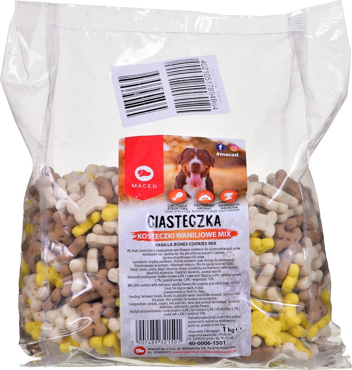 Mace-d Maced Bones Cookies Vanille Mix - Snack pour chien - 1 kg