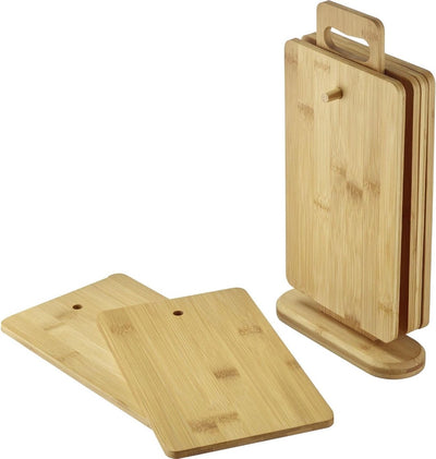 Set de planches à petit-déjeuner Westmark - 6 planches à pain avec planche à pain support, planches pour le petit-déjeuner et le dîner, également idéales comme planches à découper ou planches de service - bambou, 7 pcs.