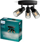 Philips LED Philips Palms spot - spot de plafond avec trois points lumineux - avec verre fumé - petit luminaire E14 - plaque de base ronde