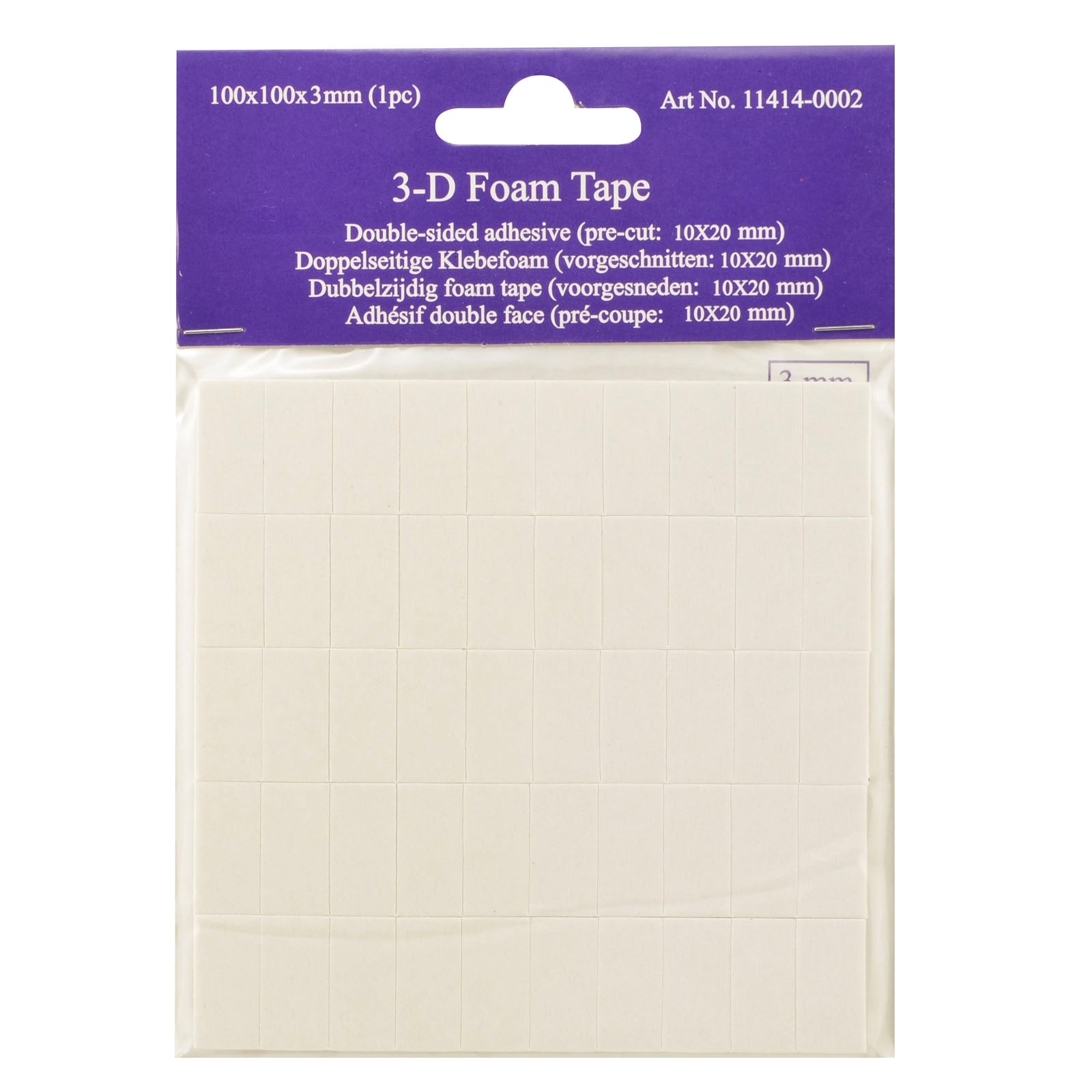 Vaessen creative • Ruban mousse 3D 3mm (10x20mm) 50 pièces