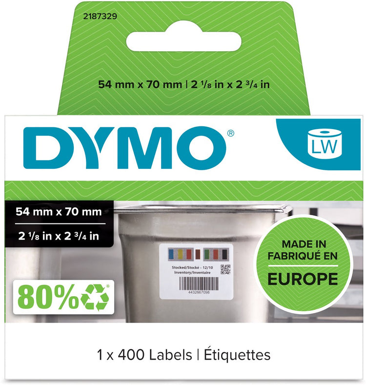 Étiquettes originales d'étiqueteuse Dymo pour la rotation des stocks | 54 mm x 70 mm | 400 étiquettes autocollantes pour la rotation des stocks dans les cuisines professionnelles | étiquettes robustes pour les imprimantes d'étiquettes labelwriter