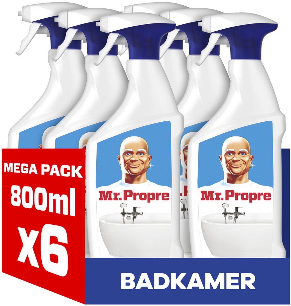 Monsieur propre mr. propre spray nettoyant salle de bain - fleur blanche - 6x800ml