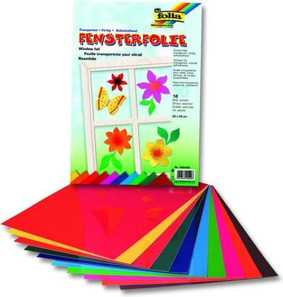 Film pour vitrage Folia 23x33cm 10 feuilles - couleurs assorties