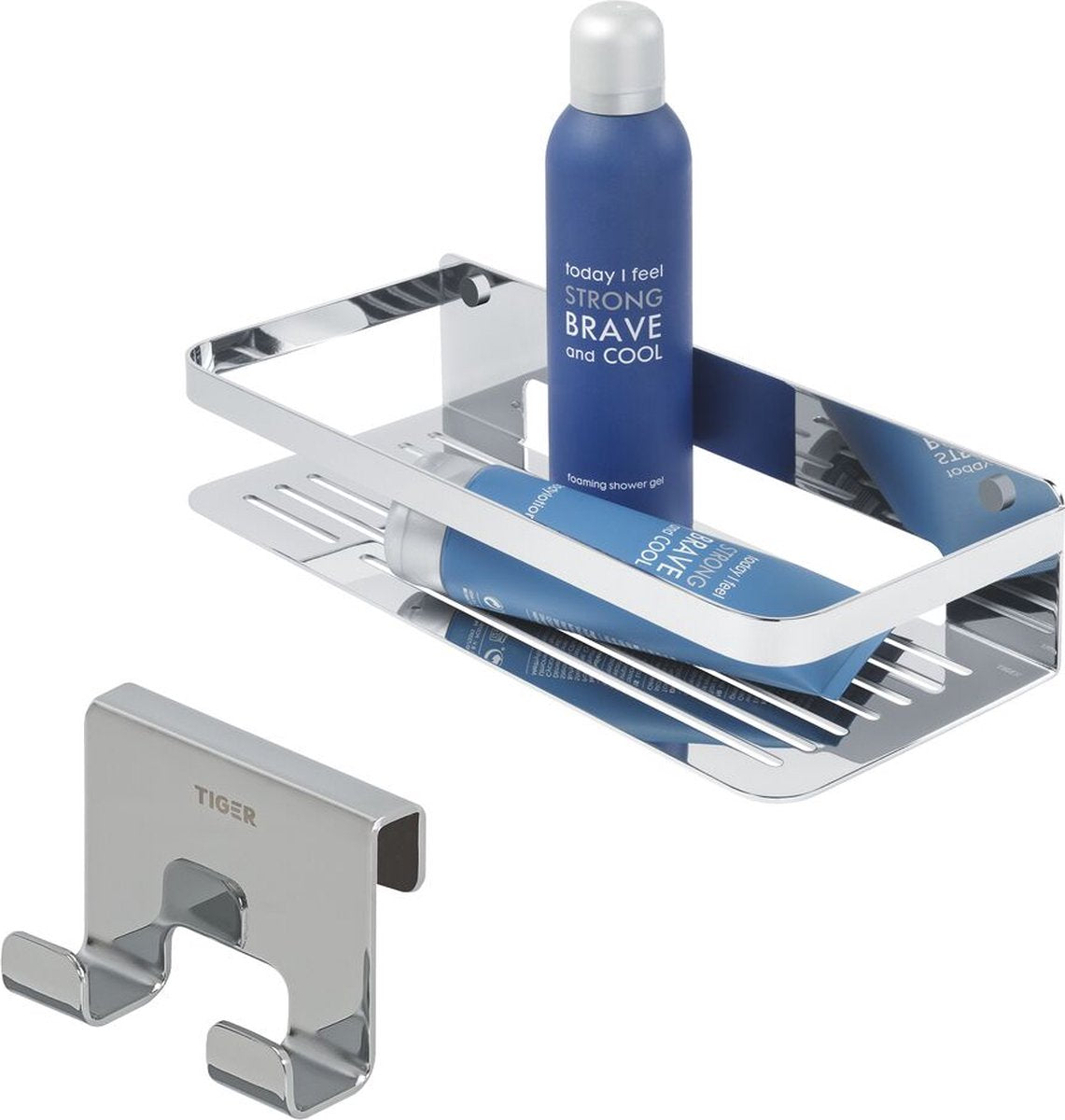 Tiger caddy - support de douche - panier de douche 32 cm avec crochet pour cabine de douche - 6-8 mm - chrome