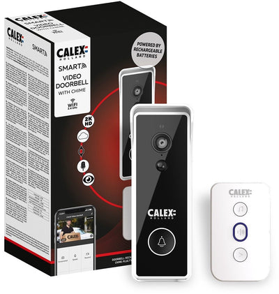 Sonnette intelligente Calex avec caméra - sonnette vidéo 2k - sans fil - incl. carillon