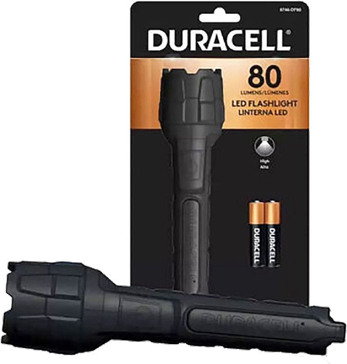 Lampe de poche Duracell 80 lumens + 2 piles aaa noir