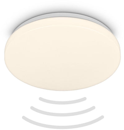 B.k.licht briloner - Lampe de salle de bain LED - Éclairage de salle de bain avec détecteur de mouvement - Plafonnier à lumière blanc chaud - ø27 x 6,5 cm