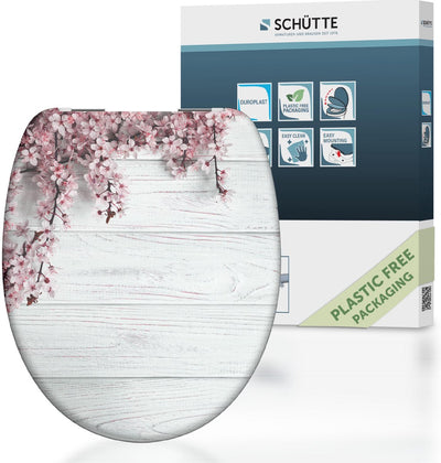 Schütte Schütte Toilet Souge avec des fleurs à fermer en bois