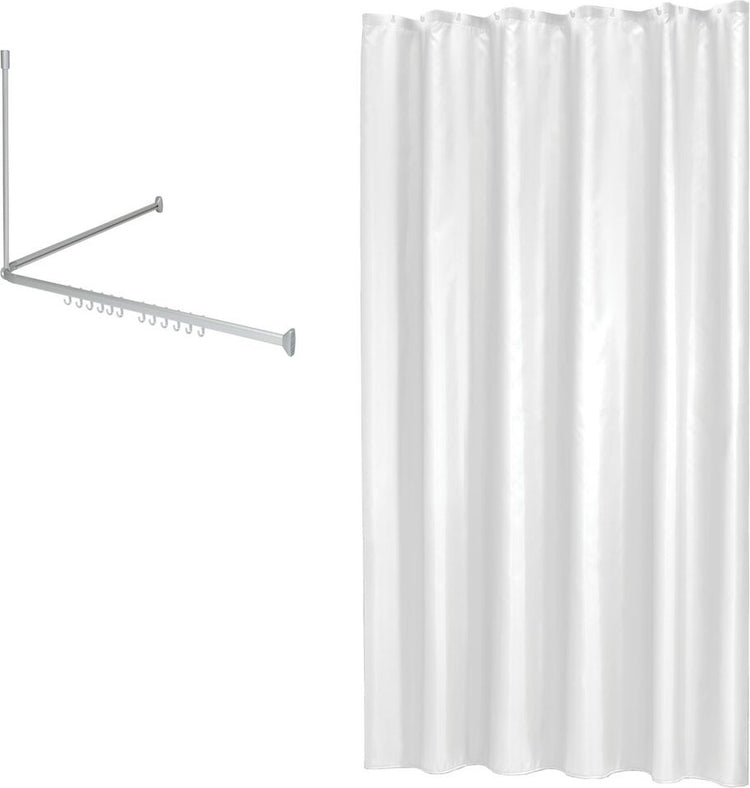 Sealskin easy roll - set de tringle à rideau de douche 90x90x90 cm avec rideau de douche 180x200 cm - aluminium mat blanc