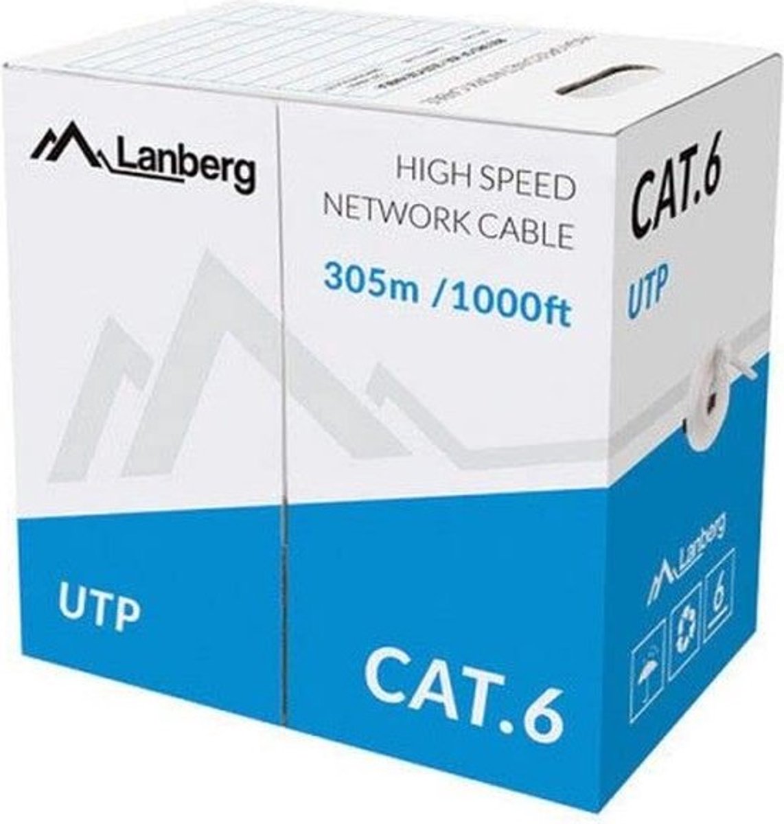 Lanberg lc-6utp-305m-gy – câble réseau cat6 utp 305m rouleau gris (solid cu, cpr, fluke passé)
