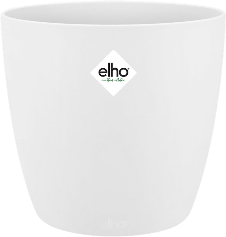 Elho brussels round 18 - pot de fleur d'intérieur - 100% plastique recyclé - ø 18,3 x h 16,8 cm - blanc