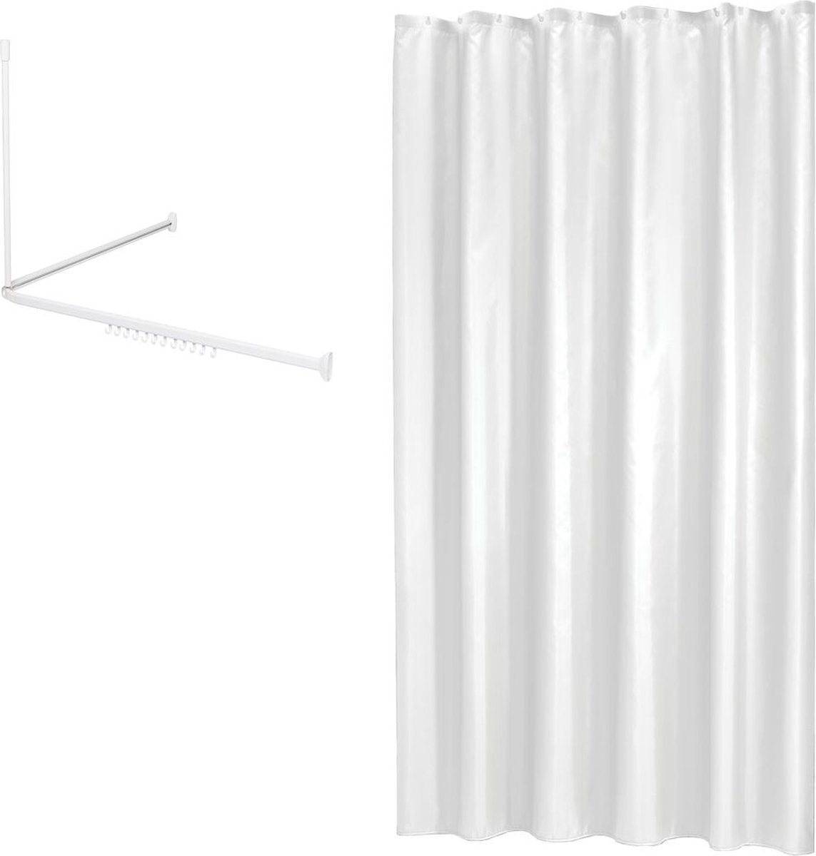 Sealskin easy roll - ensemble de tringle à rideau de douche 90x90x90 cm avec rideau de douche - 180x200 cm - blanc