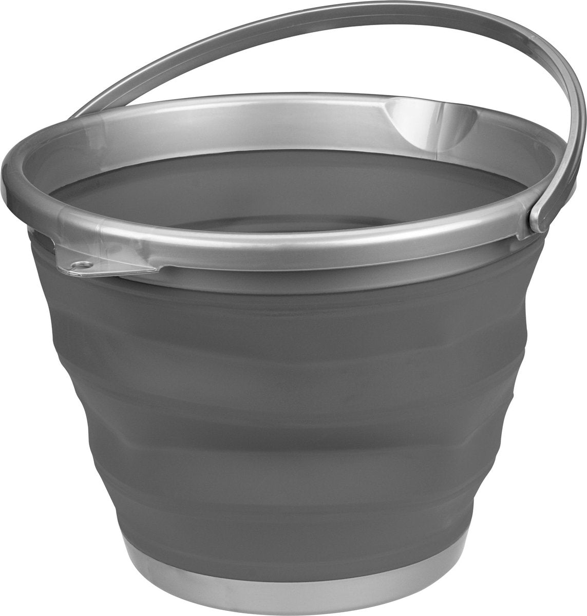 Seau pliable Abbey Camp - 15 litres - gris anthracite - avec poignée - pliable de manière compacte