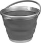 Seau pliable Abbey Camp - 15 litres - gris anthracite - avec poignée - pliable de manière compacte