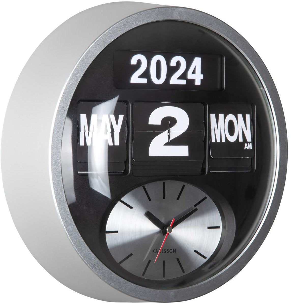 Karlsson horloge murale ronde flip - argent - 11x32,6x32,6cm - horloge murale scandinave