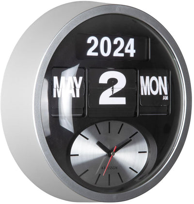 Karlsson horloge murale ronde flip - argent - 11x32,6x32,6cm - horloge murale scandinave