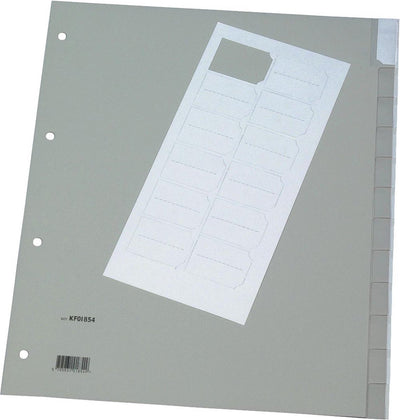 Onglets neutres Q-connect, a4, pp, 12 onglets, gris