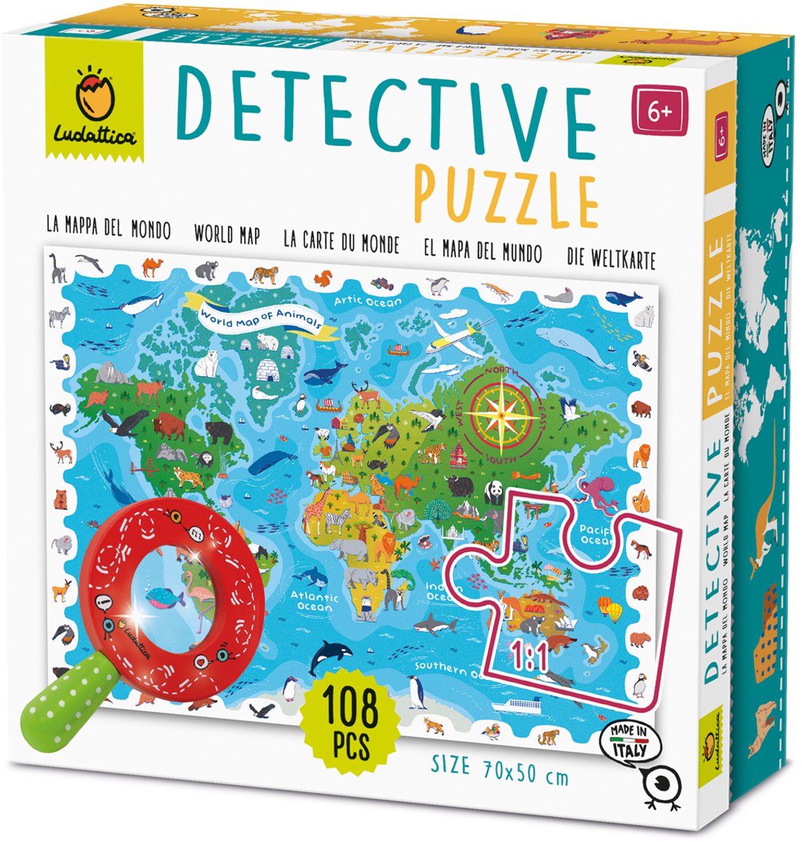 Carte des animaux puzzle Ludattica - carton jouet éducatif.