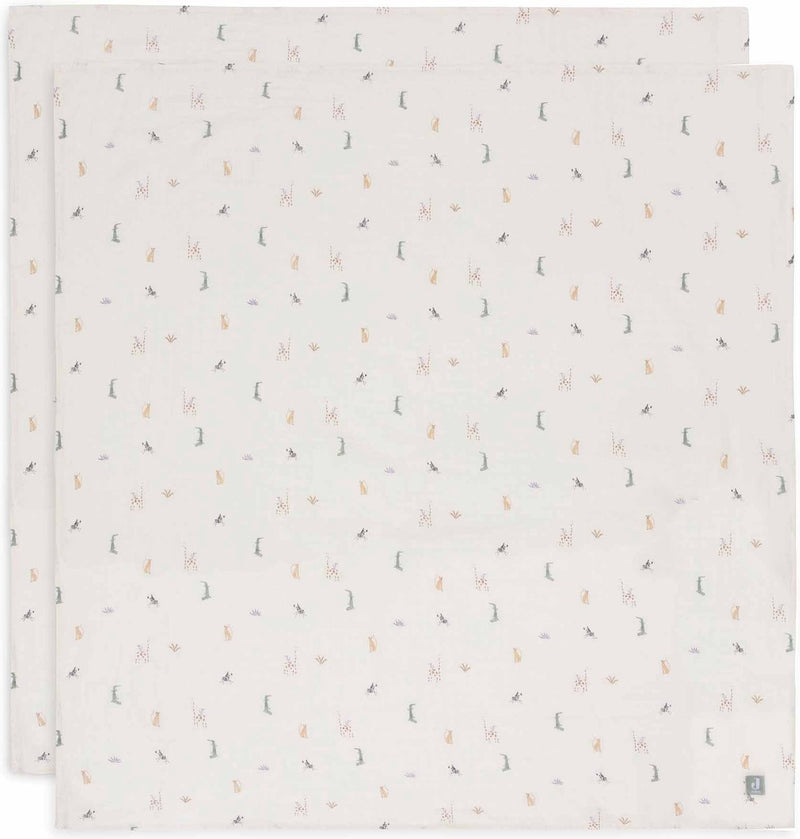 Jollein - tissu hydrophile grand 115x115cm - lange - coton doux - 2 pièces - jungle jambo