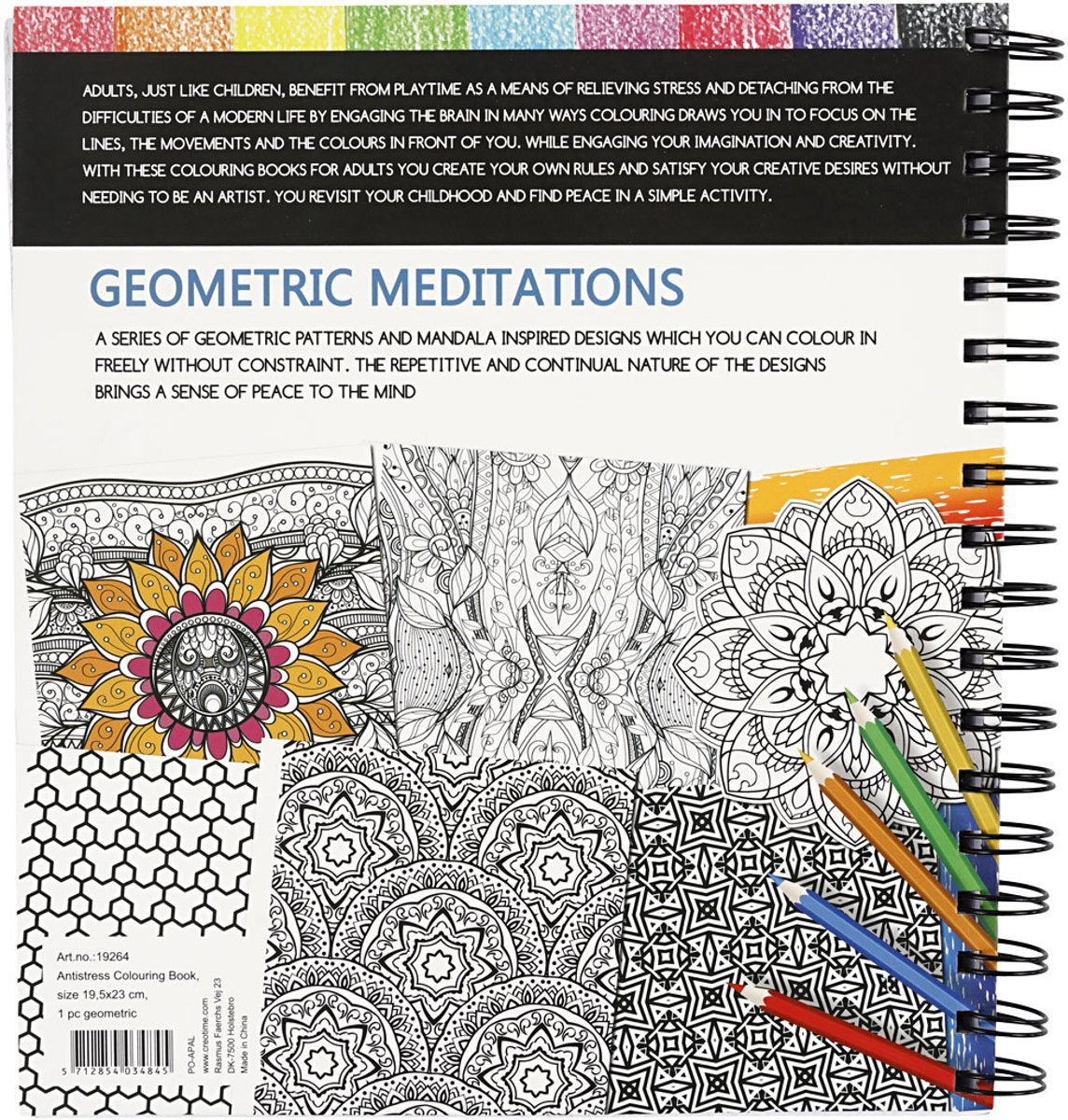 Livre de coloriage Creativ company, géométrique, dim. 19,5x23 cm, nombre de pages 64, 1 pièce