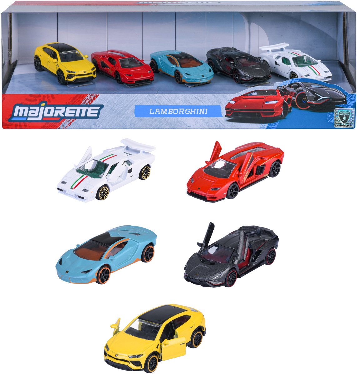 Ensemble Lamborghini Majorette, 5 pièces.