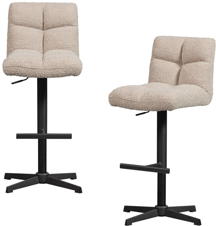 Chaises de bar pivotantes Woood Vinny - bouclé - sable - lot de 2