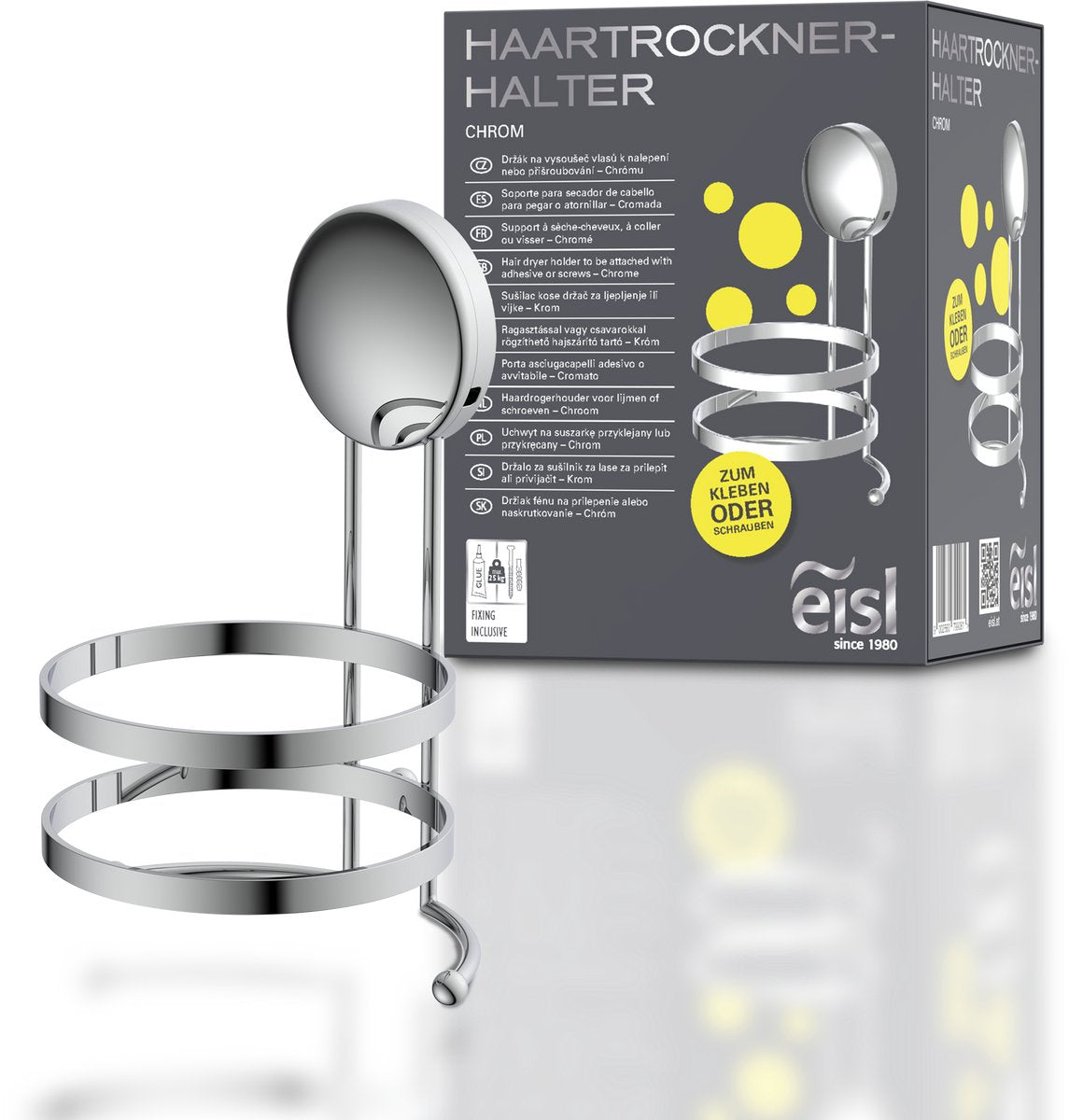 Support pour sèche-cheveux Eisl - à coller ou à visser