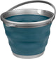 Seau pliable Abbey Camp - 10 litres - bleu gris - avec poignée - pliable de manière compacte