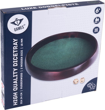 Piste de poker Longfield 34 cm - bois d'hévéa - feutre vert incrusté - comprenant 2 dés en bois 18 mm - accessoire dés de poker - coeur d'ange
