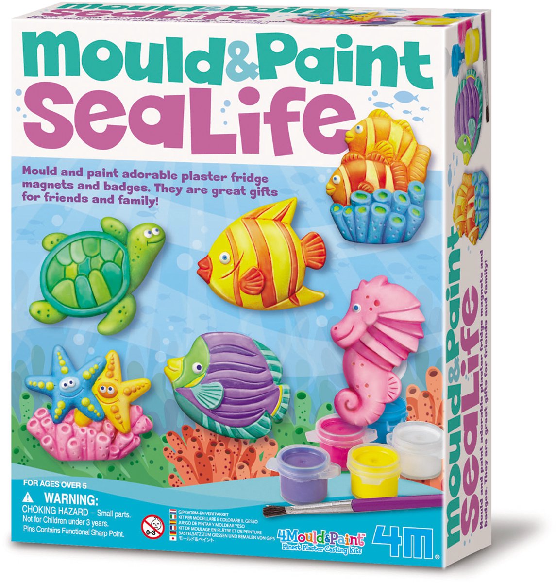 4m d'artisanat - verser et peindre - animaux marins - jouets créatifs - paquet de loisirs en plâtre - 5+