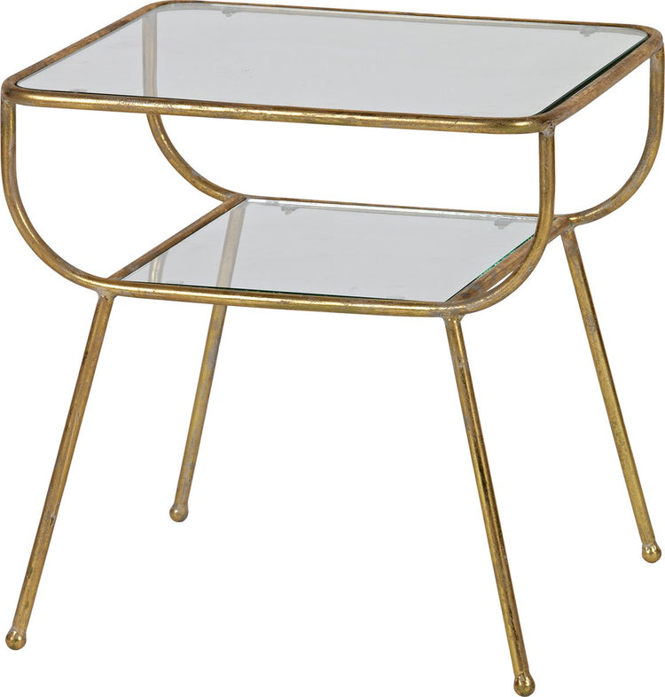 Table d'appoint Woood étonnante - métal - laiton antique - 47x47x40,5