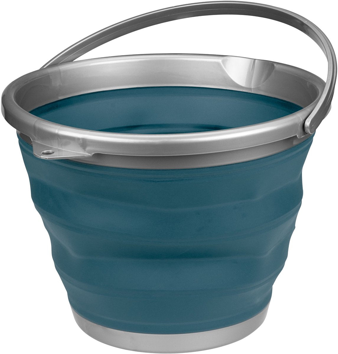 Seau pliable Abbey Camp - 10 litres - bleu gris - avec poignée - pliable de manière compacte