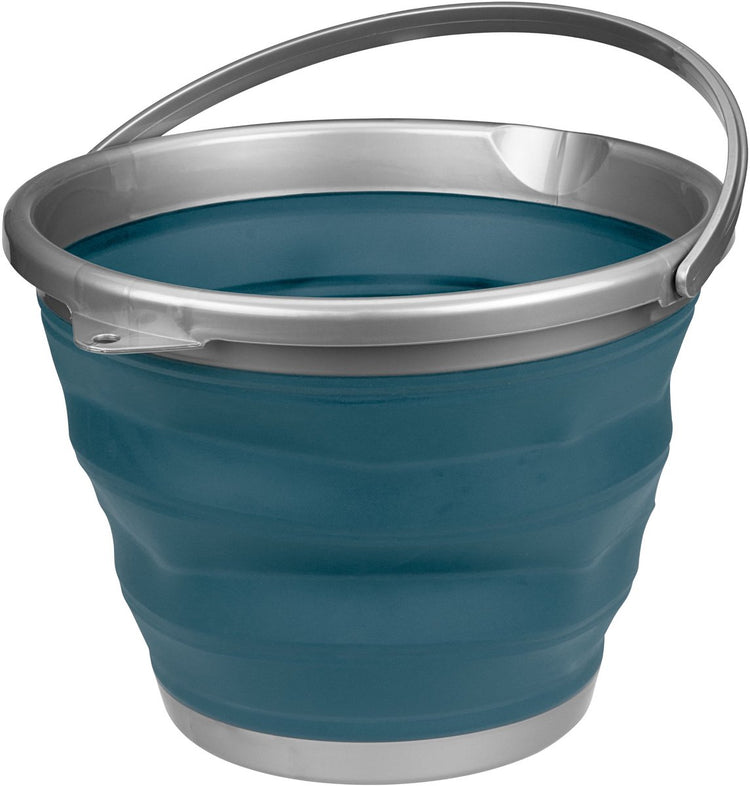 Seau pliable Abbey Camp - 10 litres - bleu gris - avec poignée - pliable de manière compacte