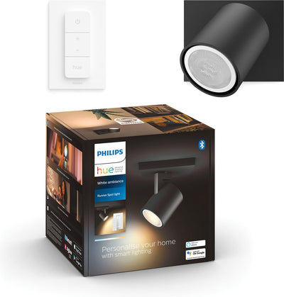 Spot en saillie Philips Hue Runner - lumière blanc chaud à froid - 1 spot - noir - 1 variateur - gu10