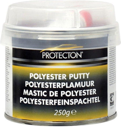 Mastic polyester Protecton - pour égaliser les irrégularités - applicable sur l'acier, l'aluminium, le bois, le béton polyester - élastique et très facile à poncer - incl. tube de durcisseur - 250gr