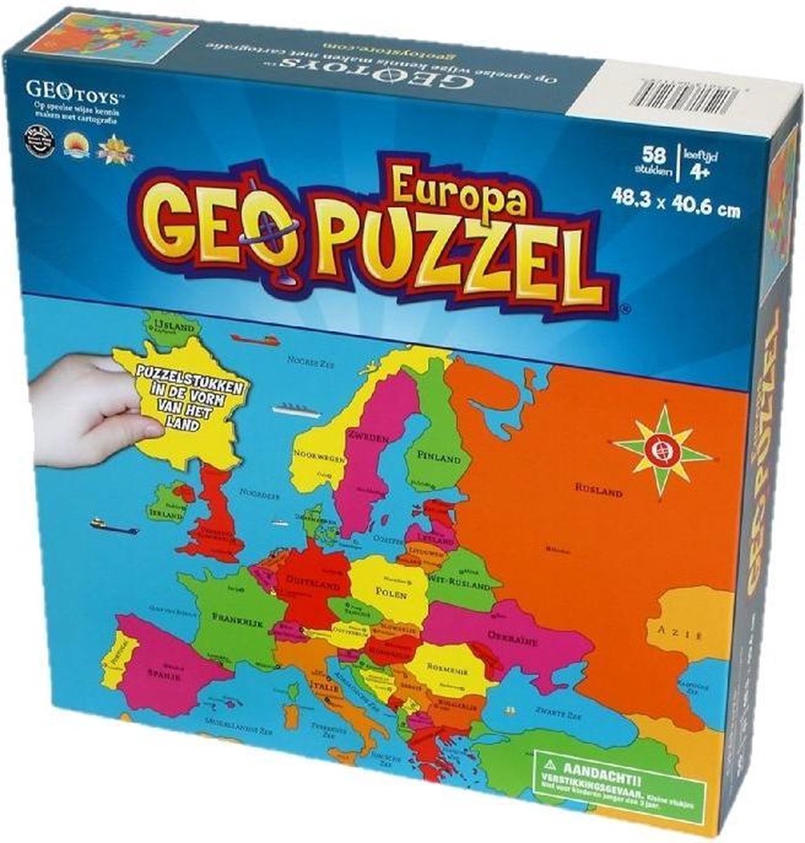 Geotoys géopuzzle carte du monde Europe - 58 pièces de puzzle