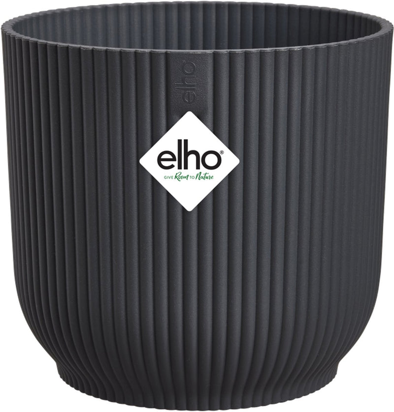 Elho vibesfold round 18 - pot de fleur d'intérieur - 100% plastique recyclé - ø 18,4 x h 16,8 cm - anthracite