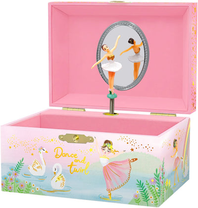 Boîte à bijoux à bijoux rire et miel - ballerine tournante lac des cygnes rose.