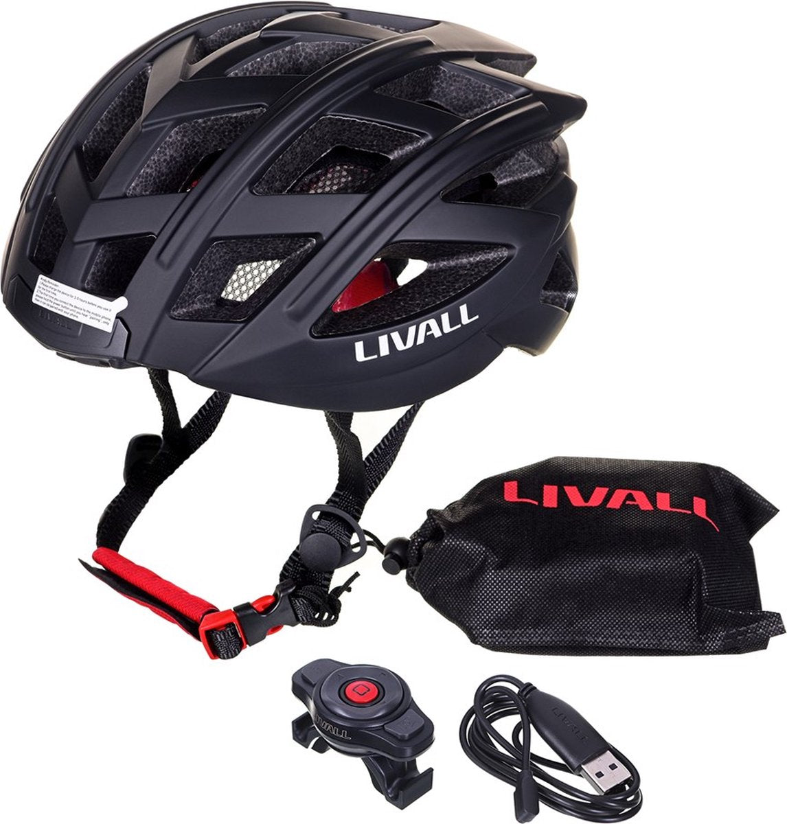 Livall bh60se neo noir large - casque de vélo (intelligent) - fonction SOS - clignotants LED - éclairage intelligent
