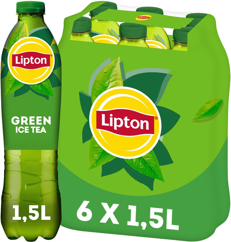 Bouteille verte de thé glacé Lipton - original - faible en sucre - 6 x 1500 ml - pack économique