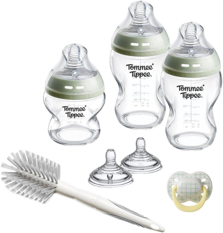Tommee tippee coffret biberons et tétines en verre natural start - biberons 150 ml et 250 ml pour nouveau-nés - 0 mois+