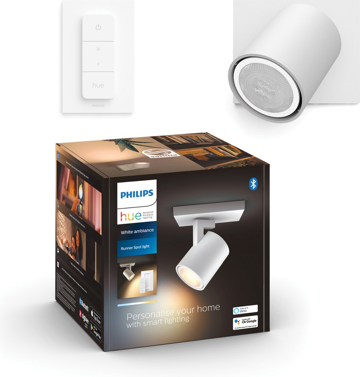 Spot en saillie Philips Hue Runner - lumière blanc chaud à froid - 1 spot - blanc - 1 variateur