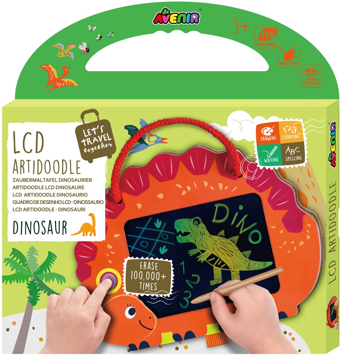 Avenir lcd artidoodle - dinosaure - planche à dessin - 21x16cm - 3 ans
