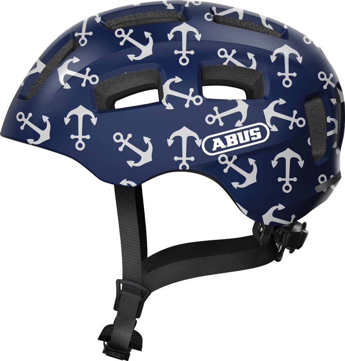 Casque de vélo Abus youn-i 2.0 - avec lumière pour enfants, adolescents et jeunes adultes - pour filles et garçons - bleu avec motif ancre, taille s
